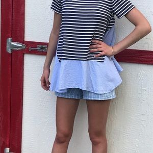 UMGEE USA Size S Blue Stripes Chambray Top Tunic Blouse